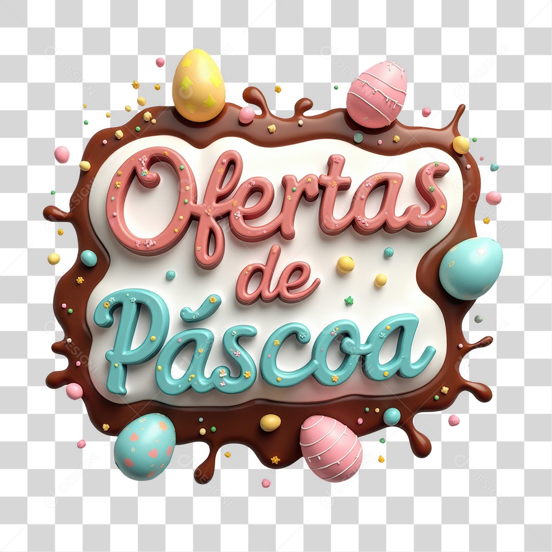 Selo 3D Ofertas de Páscoa PNG Transparente