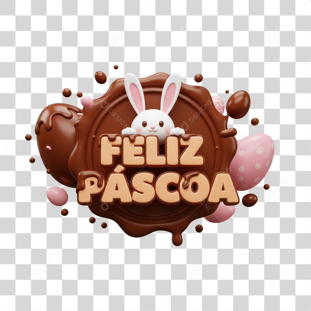 Selo 3D Feliz de Páscoa PNG Transparente
