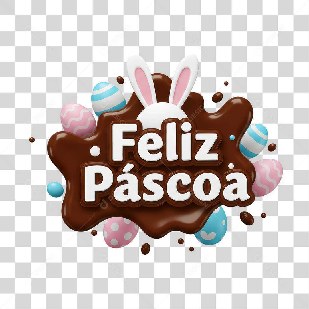 Selo 3D Feliz de Páscoa PNG Transparente