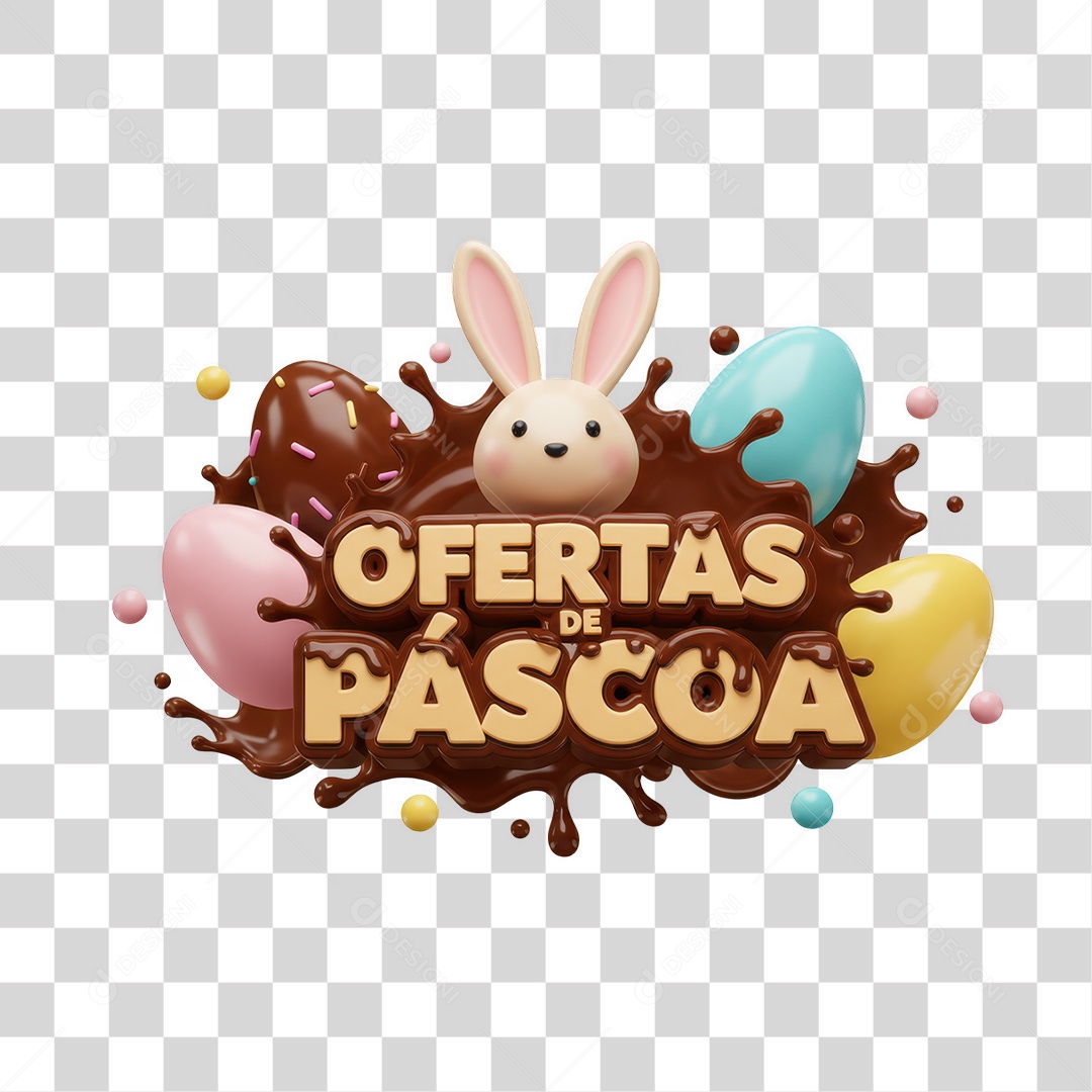 Selo 3D Ofertas de Páscoa PNG Transparente