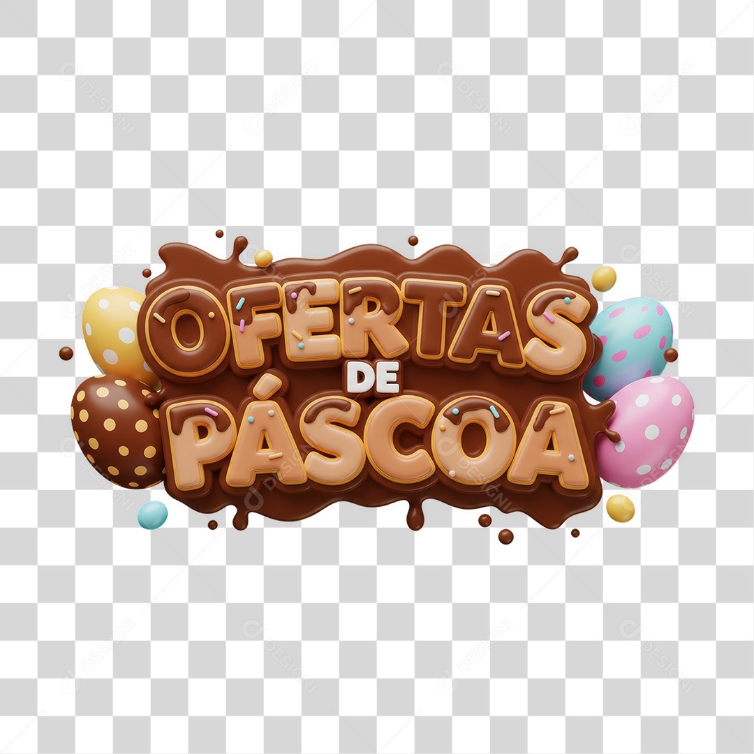 Selo 3D Ofertas e Páscoa PNG Transparente