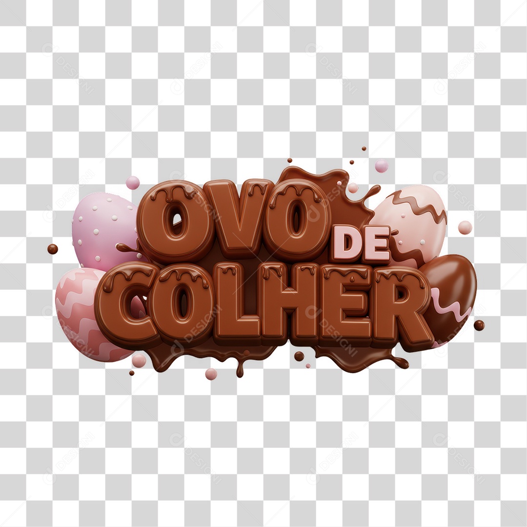 Selo 3D Ovo de Colher PNG Transparente