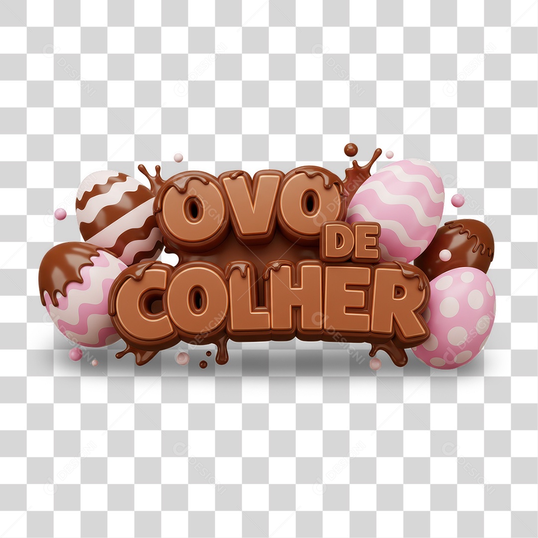 Selo 3D Ovo de Colher PNG Transparente