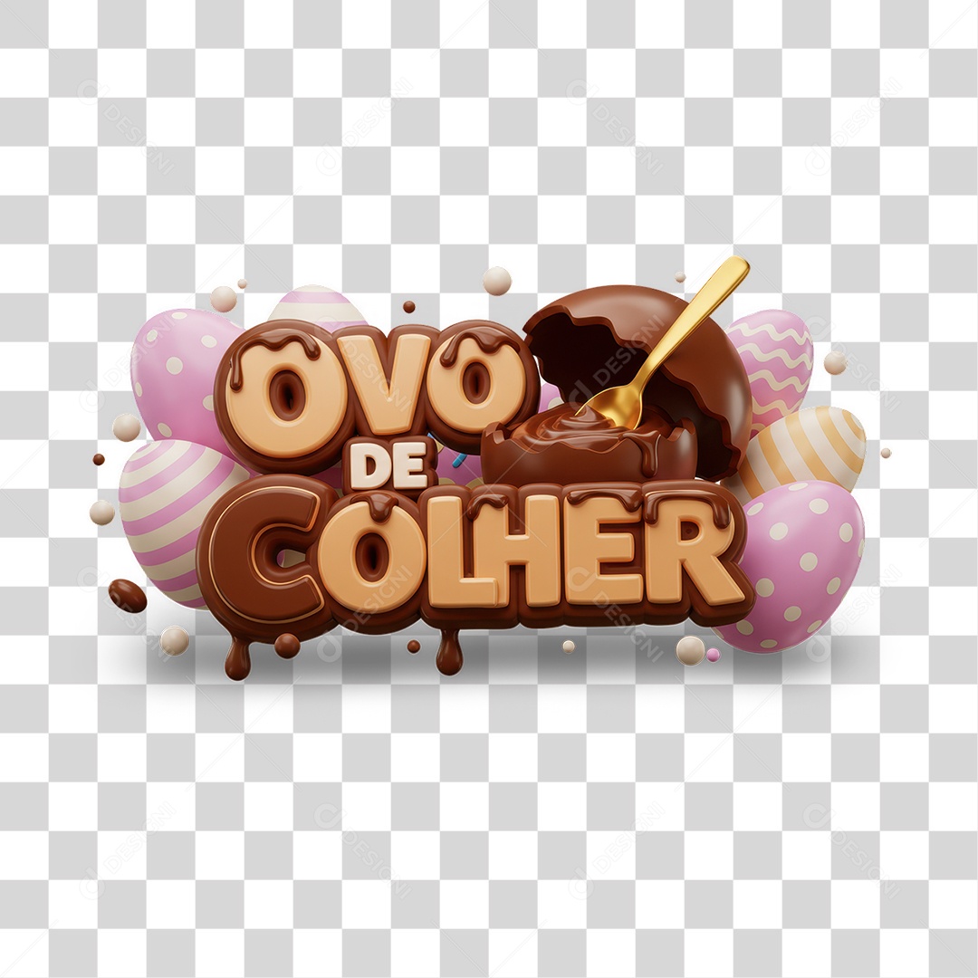 Selo 3D Ovo de Colher PNG Transparente