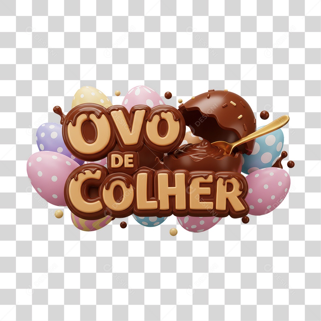 Selo 3D Ovo de Colher PNG Transparente