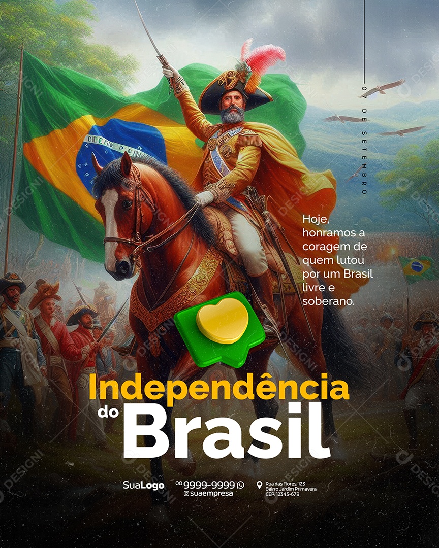 Dia da Independência do Brasil 07 de Setembro Liberdade Social Media PSD Editável