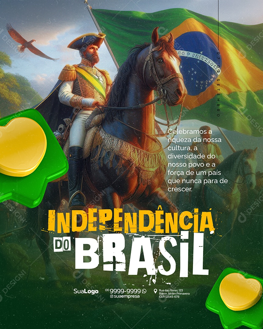 Dia da Independência do Brasil 07 de Setembro Liberdade Social Media PSD Editável