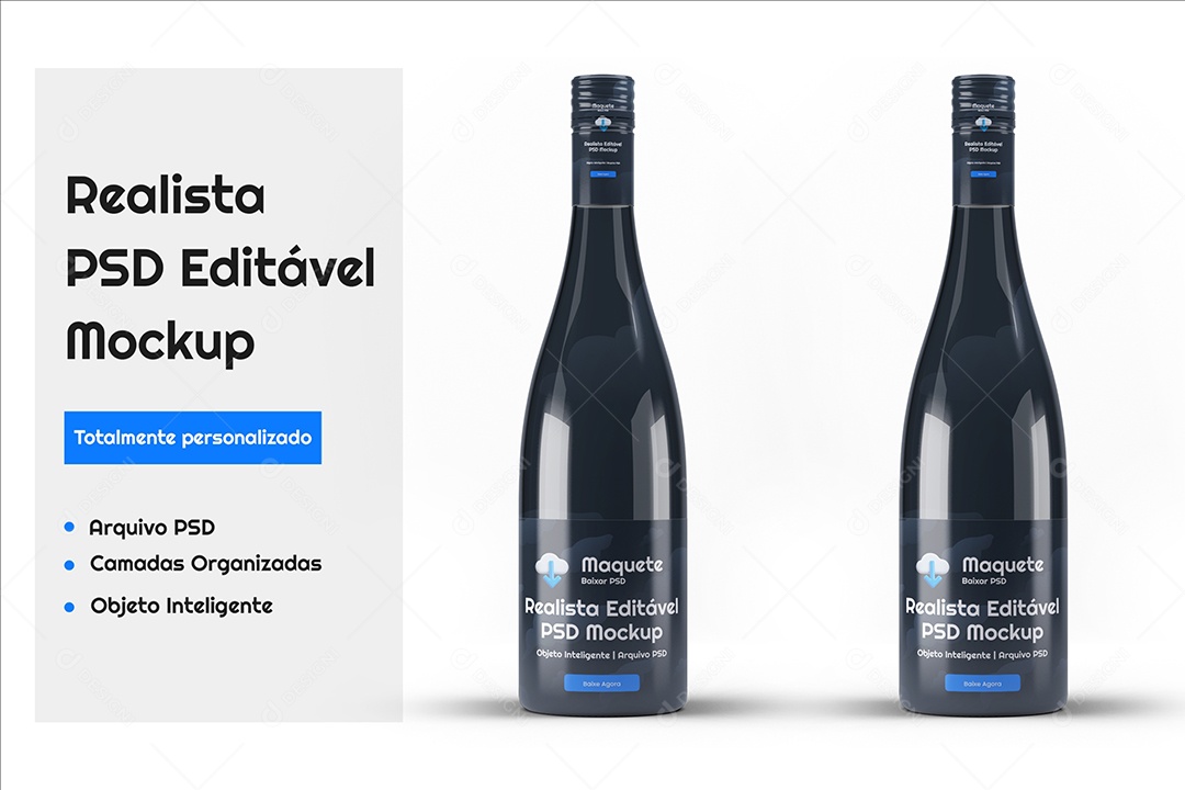 Garrafas de Vidro Mockup PSD Editável