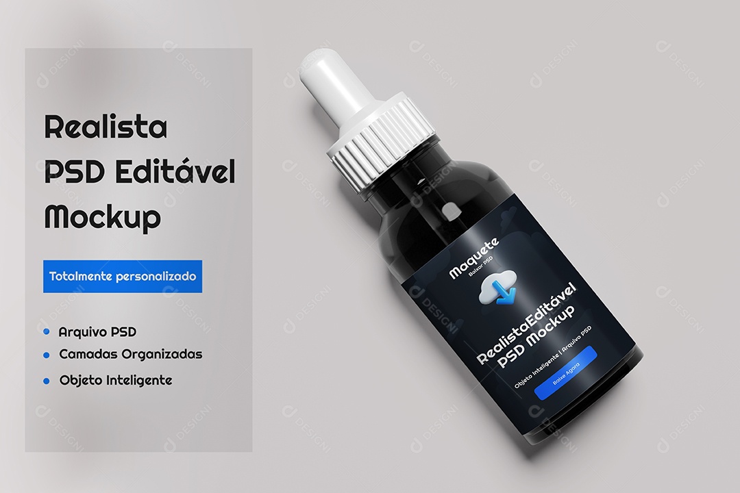 Mockup Frasco Conta Gotas de Vidro PSD Editável