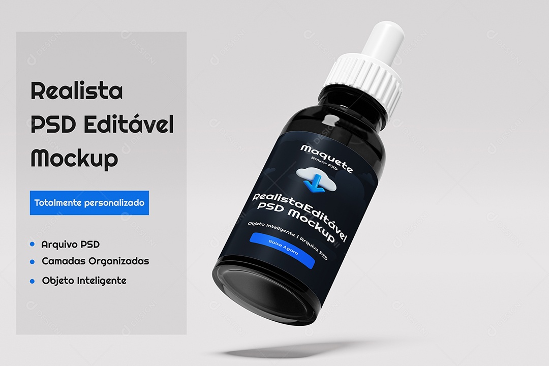 Mockup Frasco Conta Gotas de Vidro PSD Editável