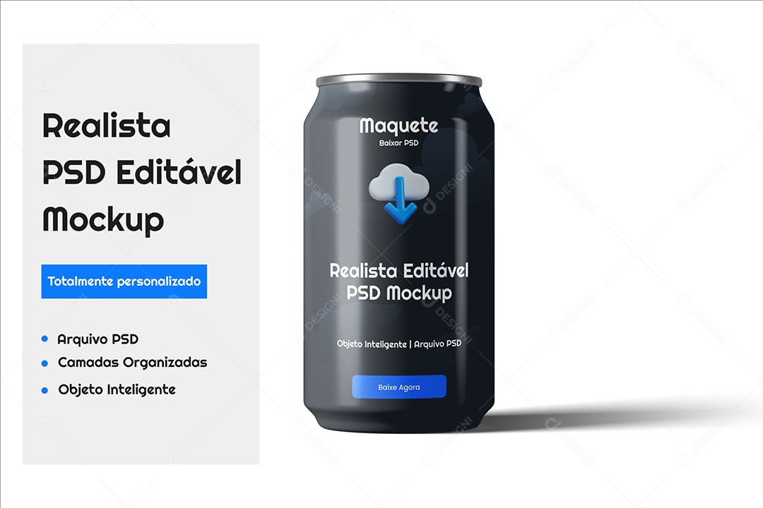 Lata de Alumínio Mockup PSD Editável