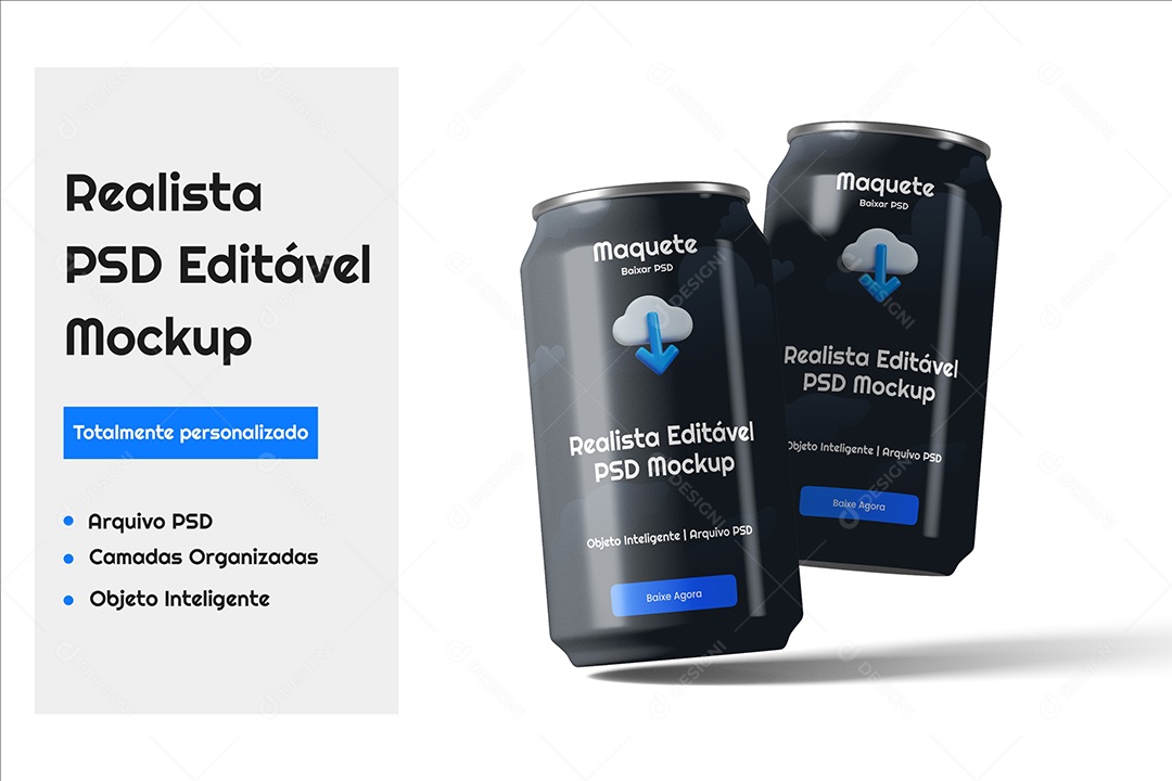 Latas de Alumínio Mockup PSD Editável