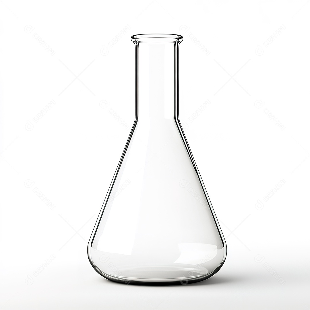 Frasco químico Erlenmeyer vazio em branco isolado