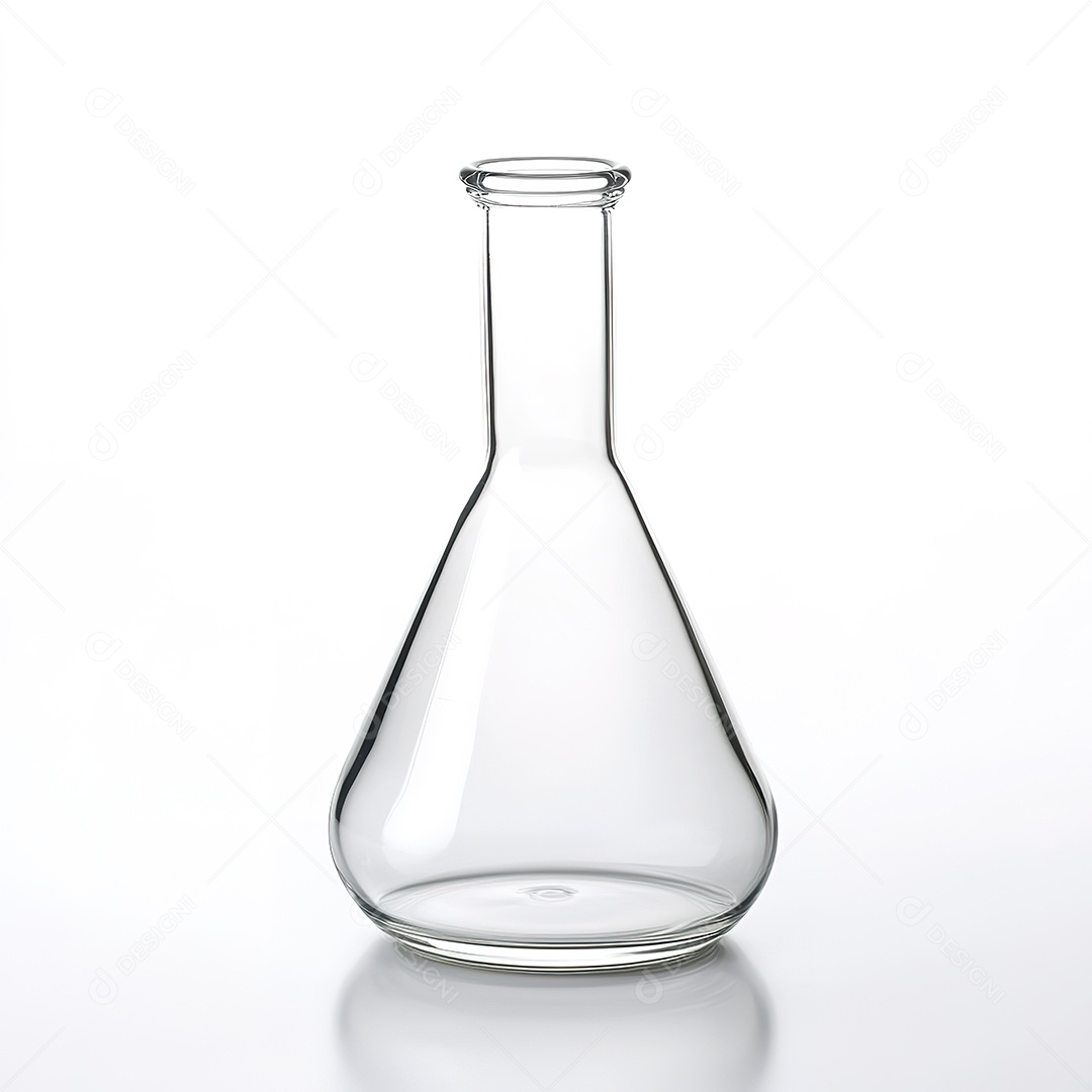 Frasco químico Erlenmeyer vazio em branco isolado