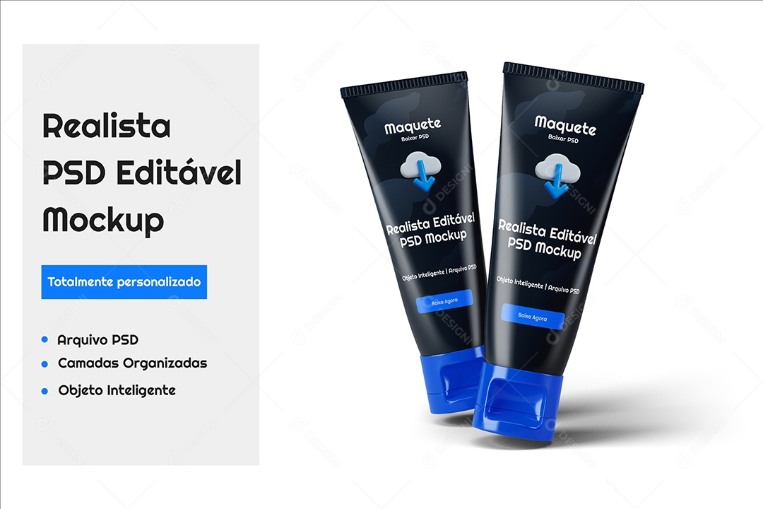 Mockup de Embalagens de Tubo PSD Editável