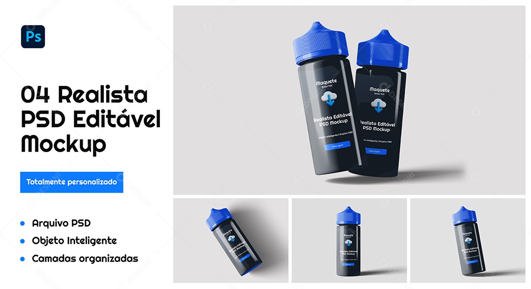 Mockup Garrafa de Líquido PSD Editável