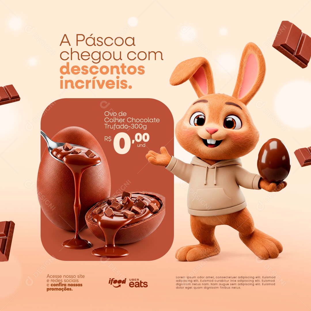 Ofertas de Páscoa Promoções Social Media PSD Editável