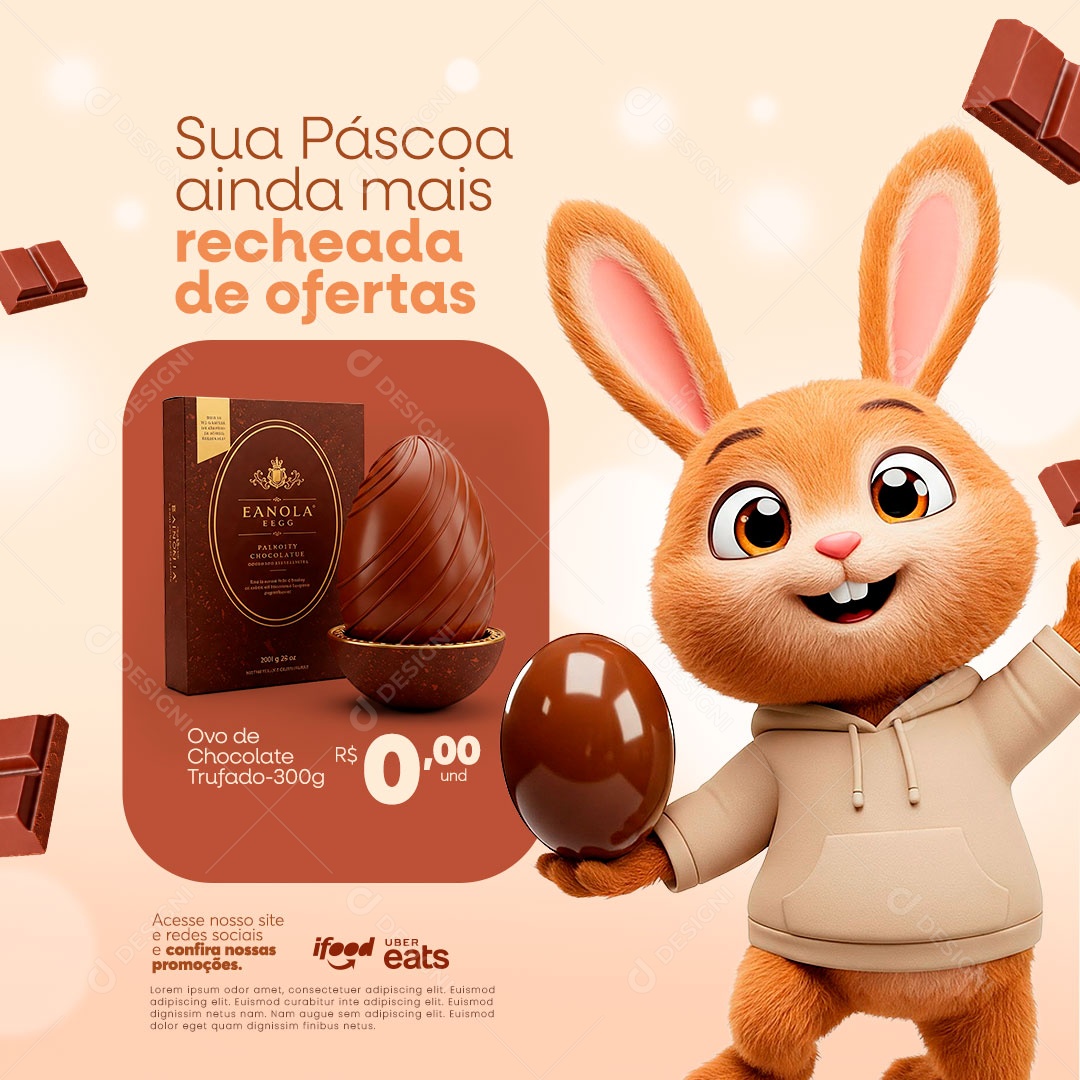 Ofertas de Páscoa Promoções Social Media PSD Editável