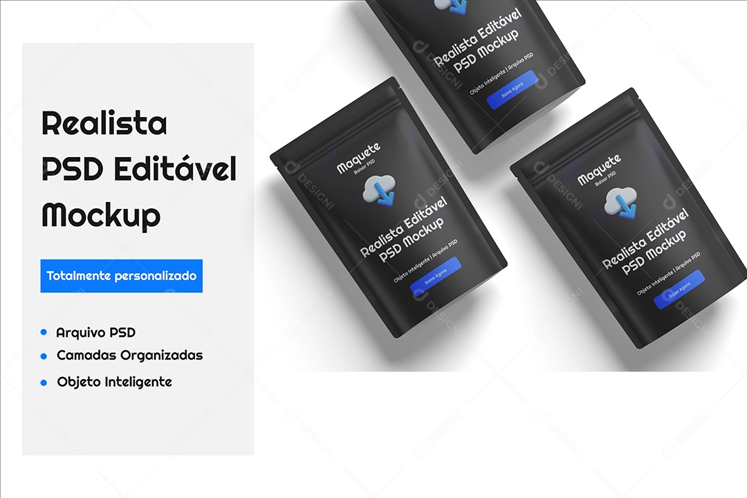 Sachês Mockup PSD Editável