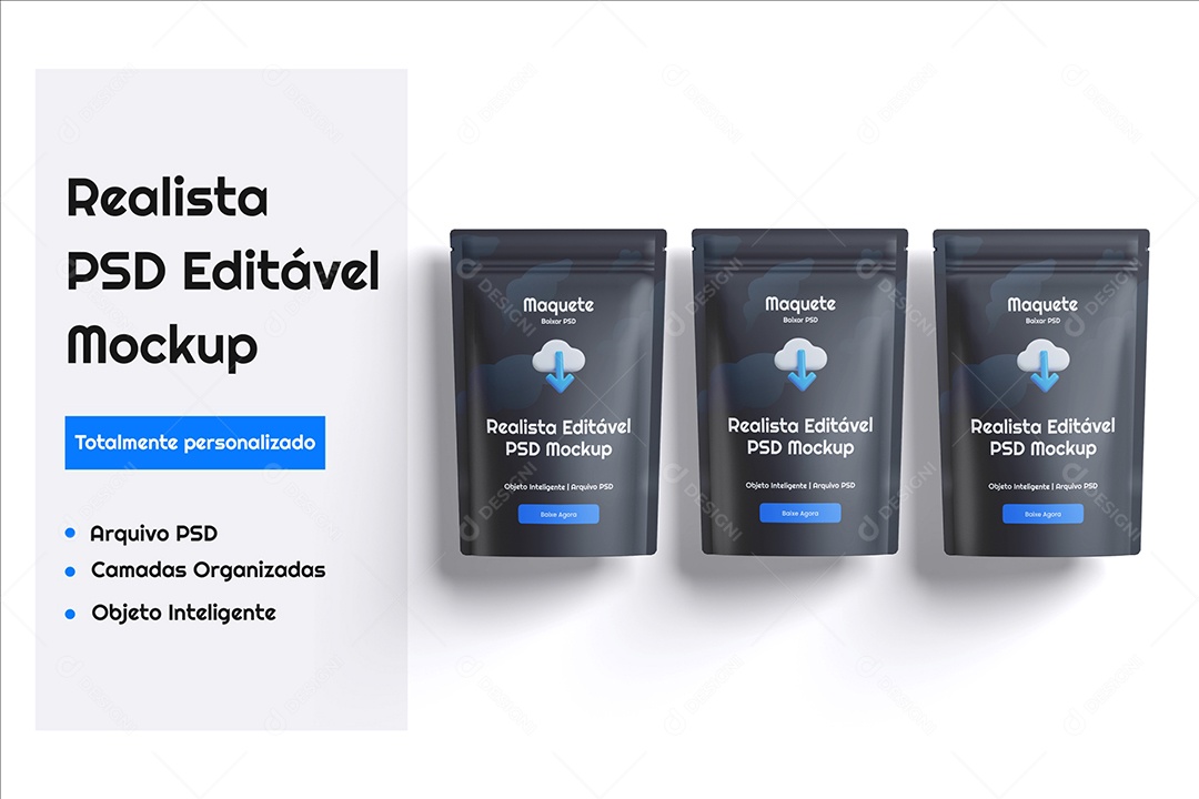 Sachês Mockup PSD Editável