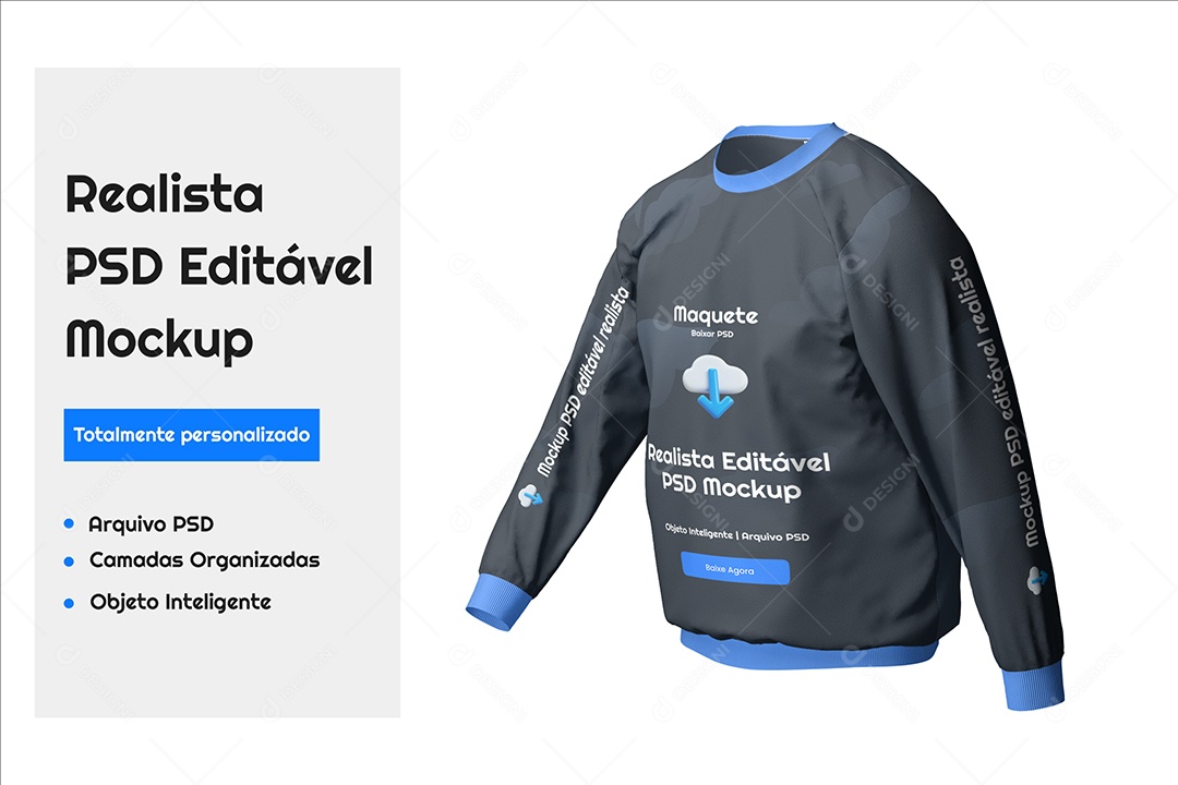 Mockup Camiseta Manga Longa PSD Editável