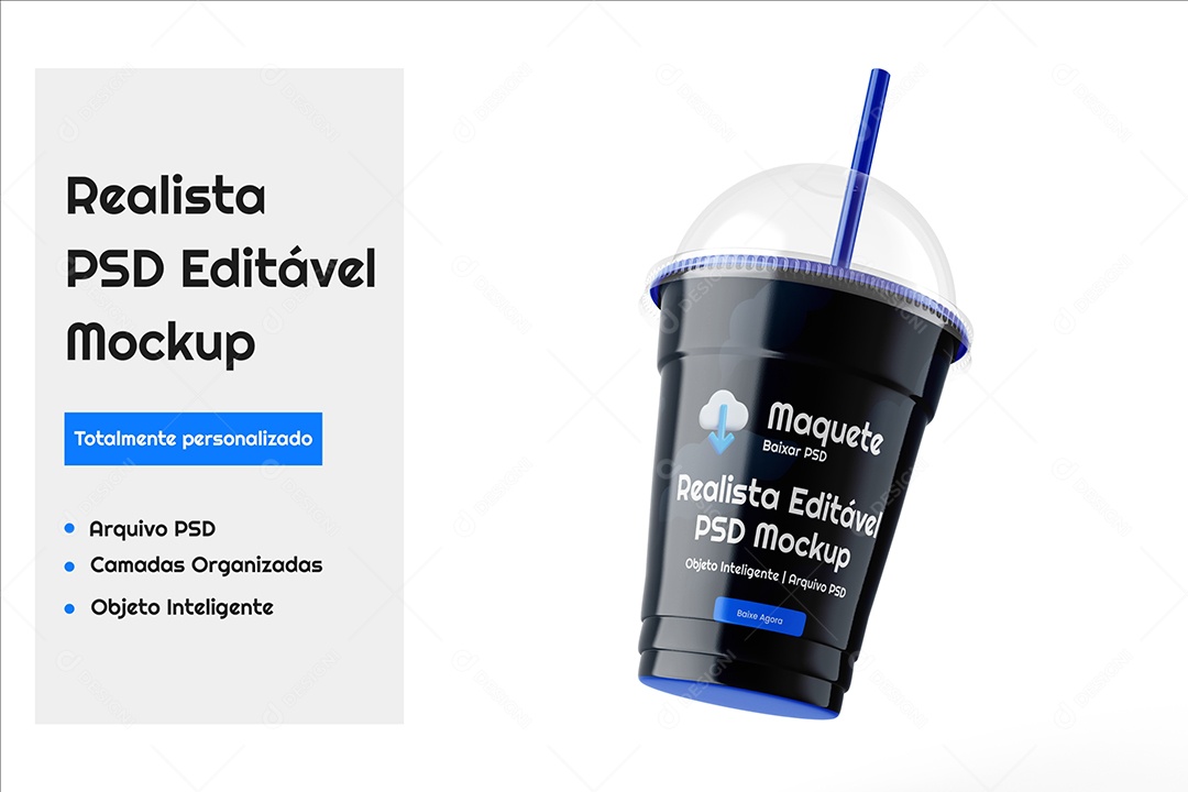 Copo de Plástico Mockup PSD Editável