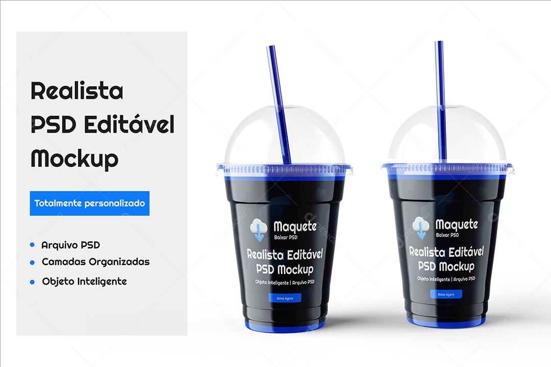 Copo de Plástico Mockup PSD Editável