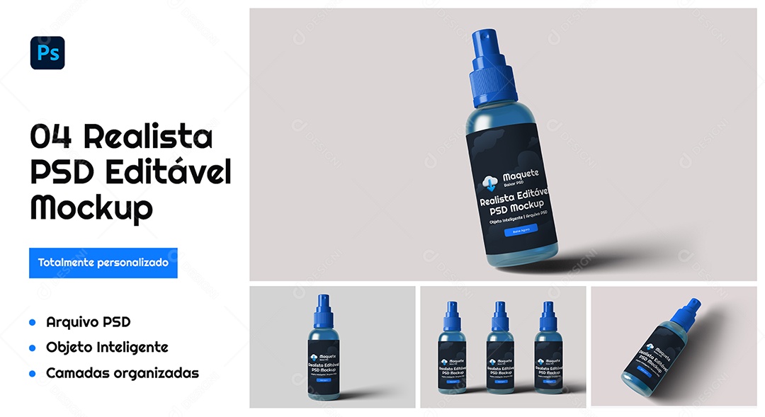 Mockup Garrafa de Líquido PSD Editável