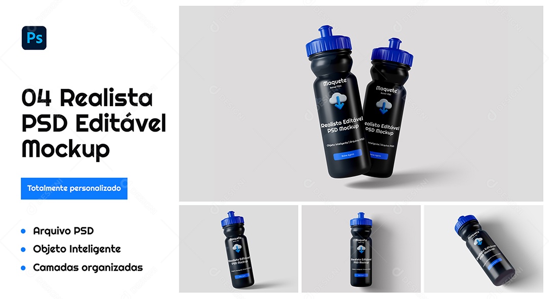 Mockup Garrafa de Líquido PSD Editável