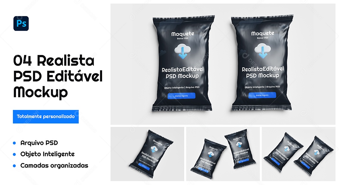 Mockup Embalagem de Lanche PSD Editável