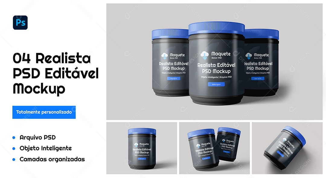 Mockup Potes de Proteína PSD Editavél