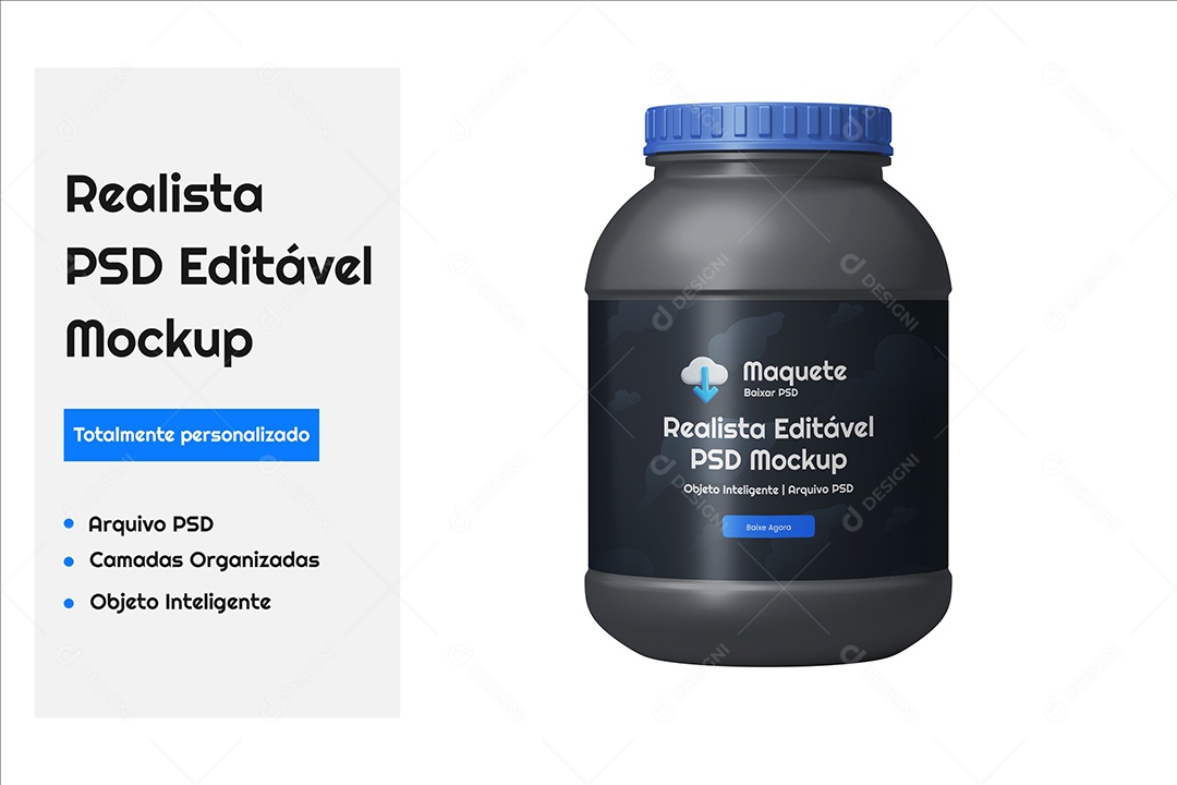 Mockup Pote de Proteína PSD Editavél