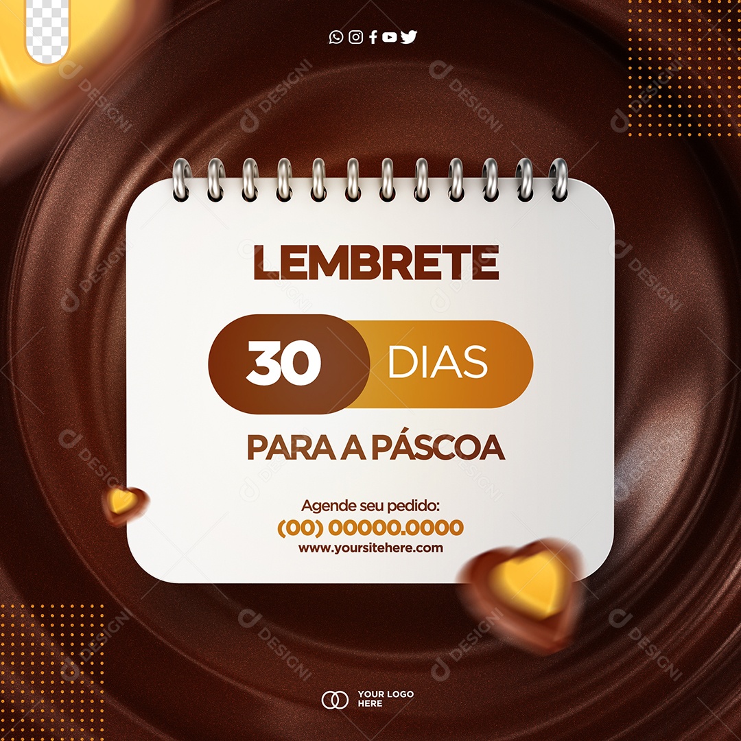 Lembrete 30 Dias Para A Páscoa Páscoa Social Media PSD Editável
