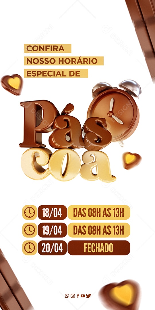 Story Confira Nosso Horário Especial de Páscoa Social Media PSD Editável