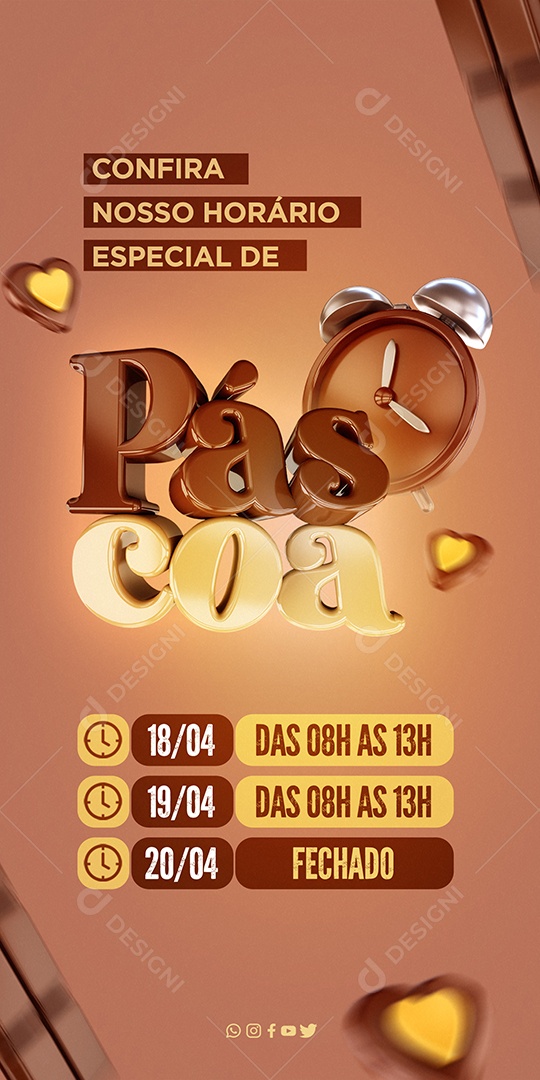 Story Social Media Confira Nosso Horário Especial de Páscoa PSD Editável
