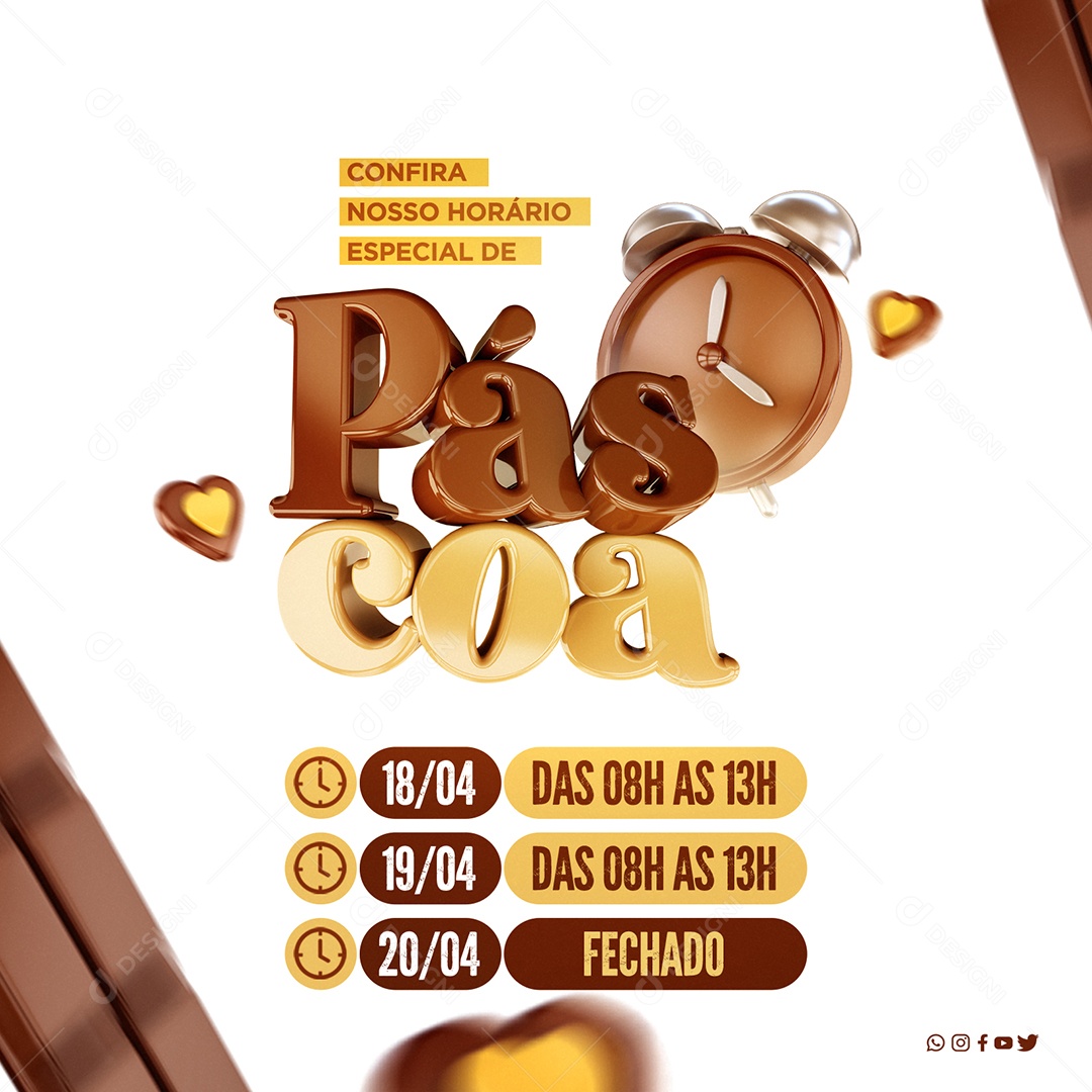 Social Media Confira Nosso Horário Especial de Páscoa PSD Editável