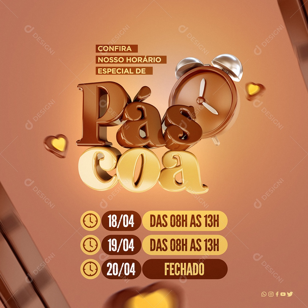 Social Media Confira Nosso Horário Especial de Páscoa PSD Editável