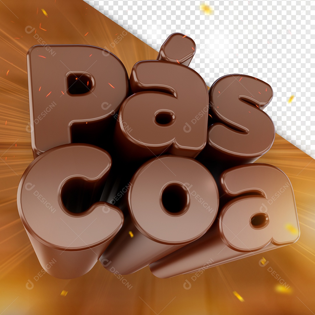 Texto 3D Páscoa Marrom Para Composição PSD