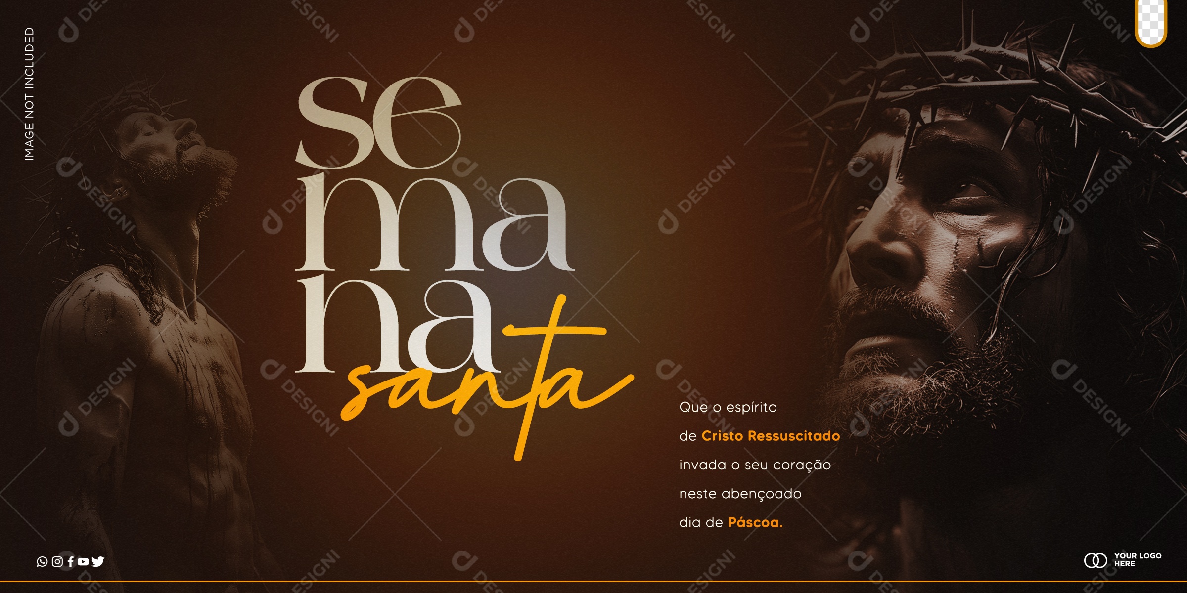 Semana Banner Santa Que O Espirito de Cristo Ressucitado Invada O Seu Coração Social Media PSD Editável