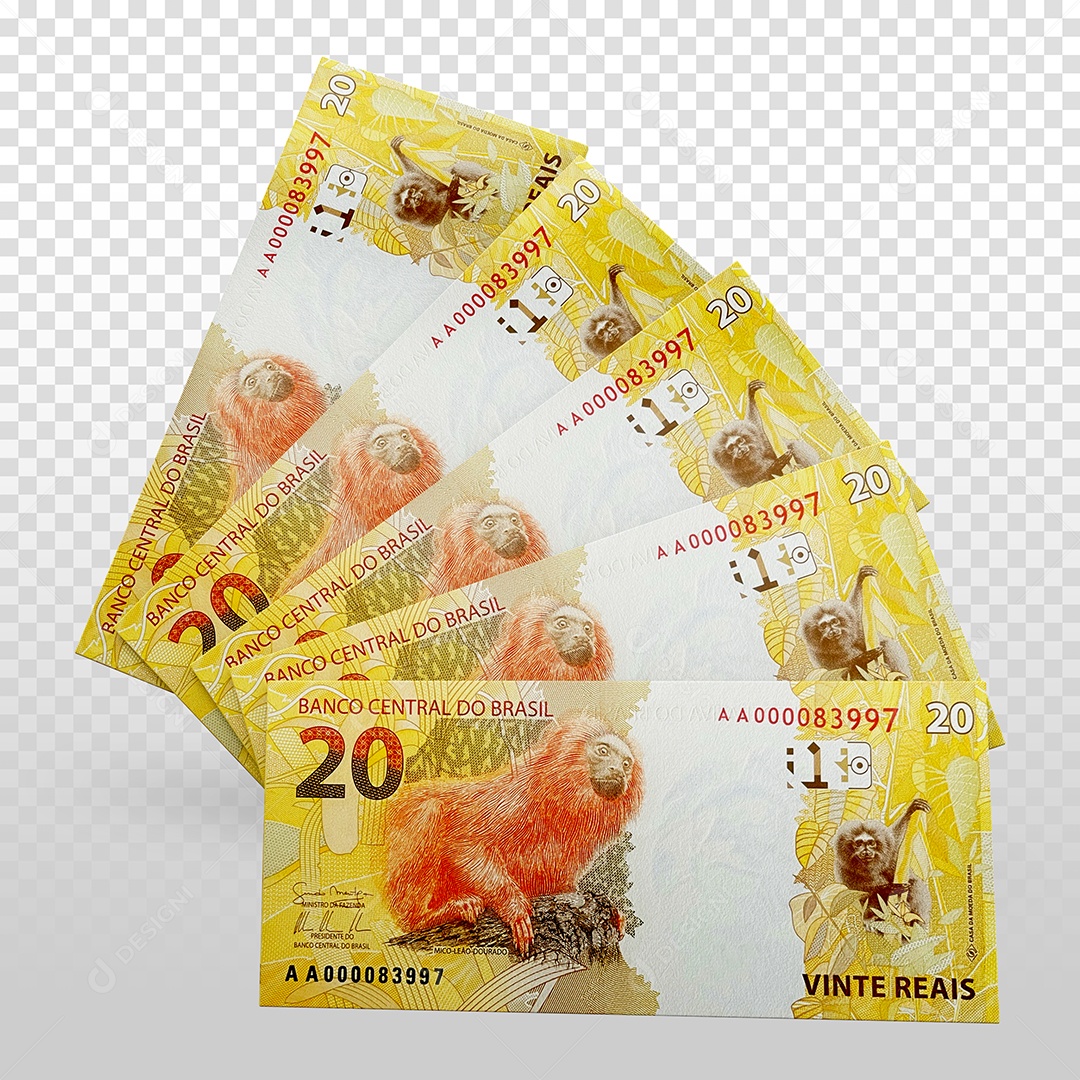 Notas de 20 Reais Dinheiro Elemento 3D Para Composição PSD
