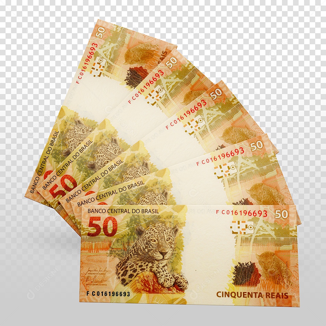 Notas de 50 Reais Dinheiro Elemento 3D Para Composição PSD
