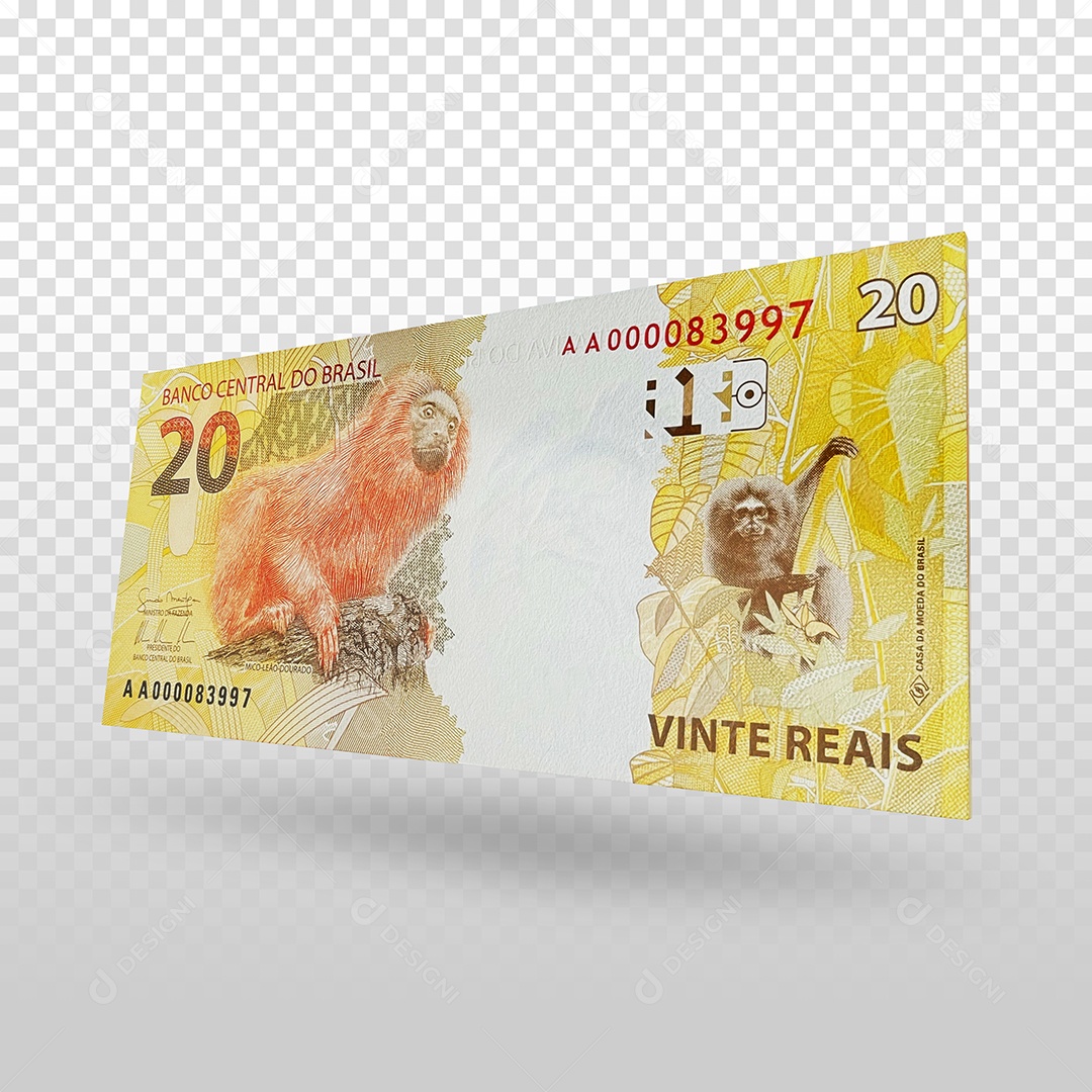 Nota de 20 Reais Dinheiro Elemento 3D Para Composição PSD
