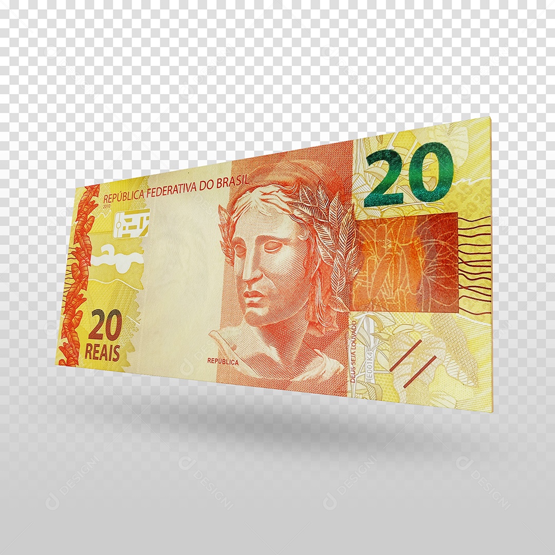 Nota de 20 Reais Dinheiro Elemento 3D Para Composição PSD
