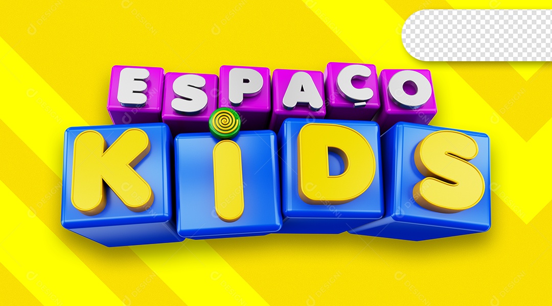 Espaço Kids Selo 3D Para Composição PSD