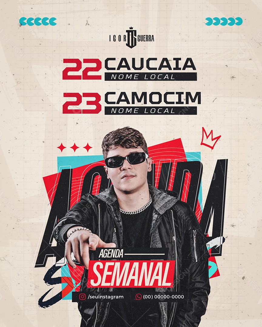 Feed Flyer Agenda Semanal Social Media PSD Editável