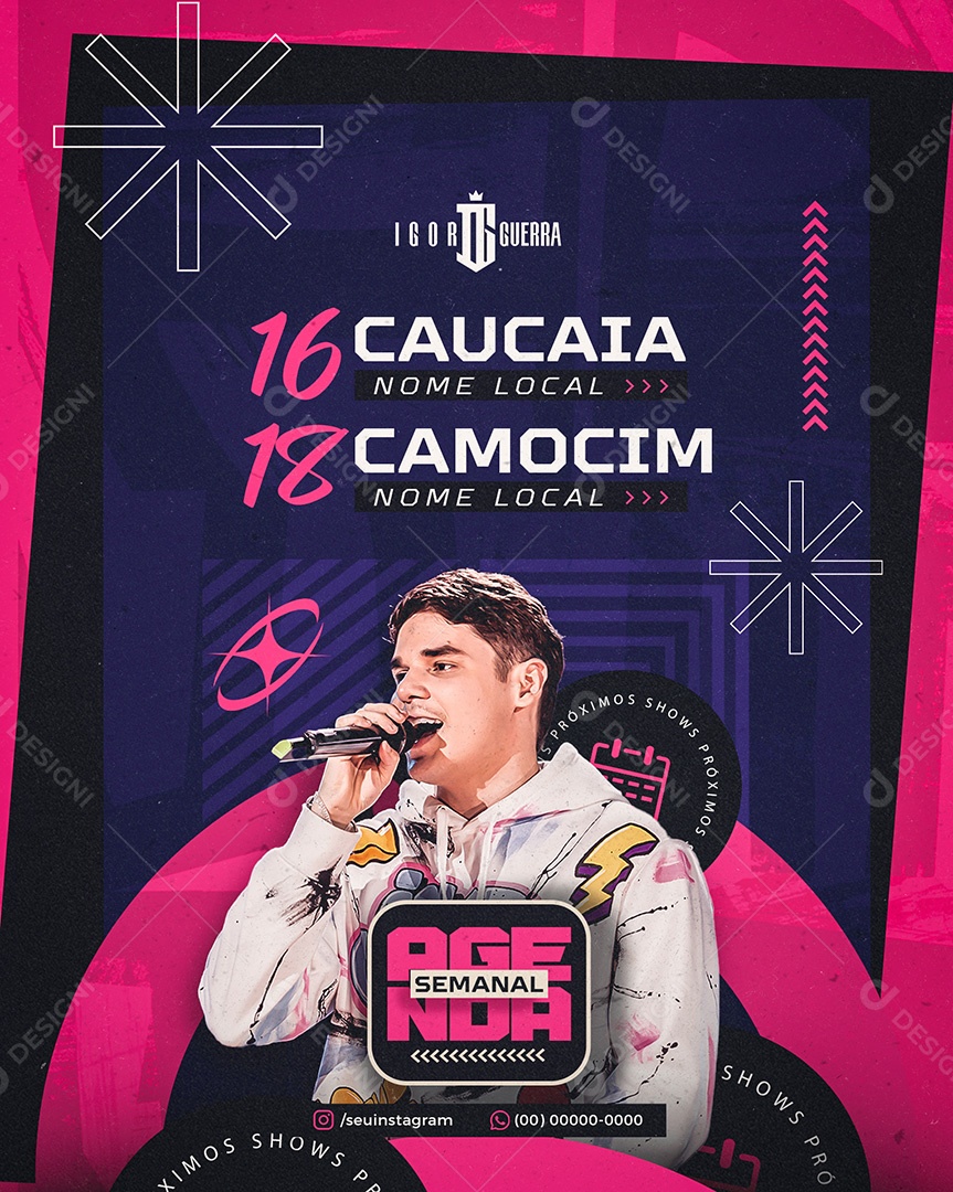 Feed Flyer Agenda Semanal Social Media PSD Editável