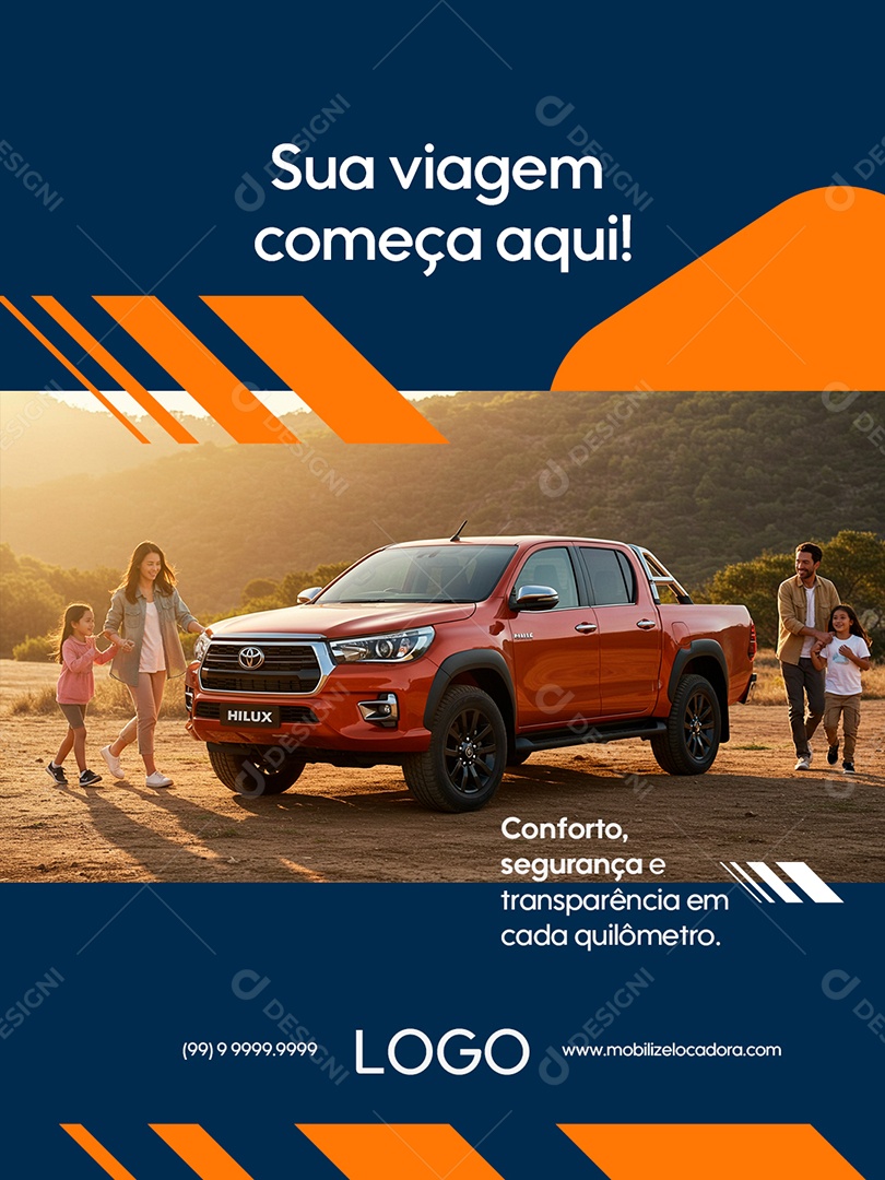 Flyer Locadora Sua Viagem Começa Aqui Social Media PSD Editável