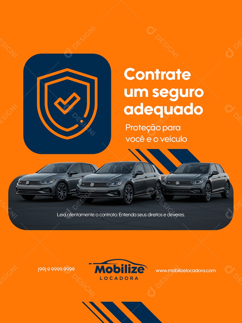 Flyer Locadora Contrate Um Seguro Adequado Social Media PSD Editável