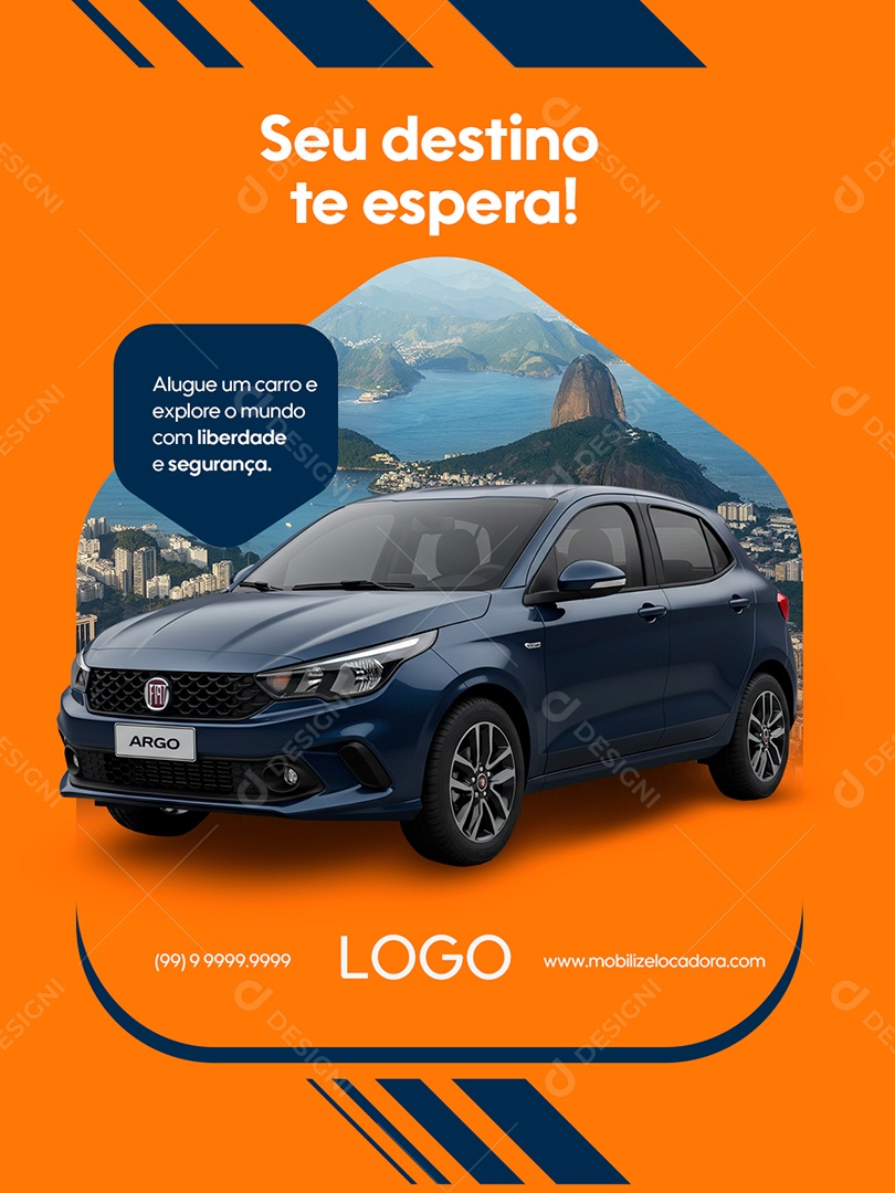 Flyer Locadora Seu Destino Te Espera Social Media PSD Editável