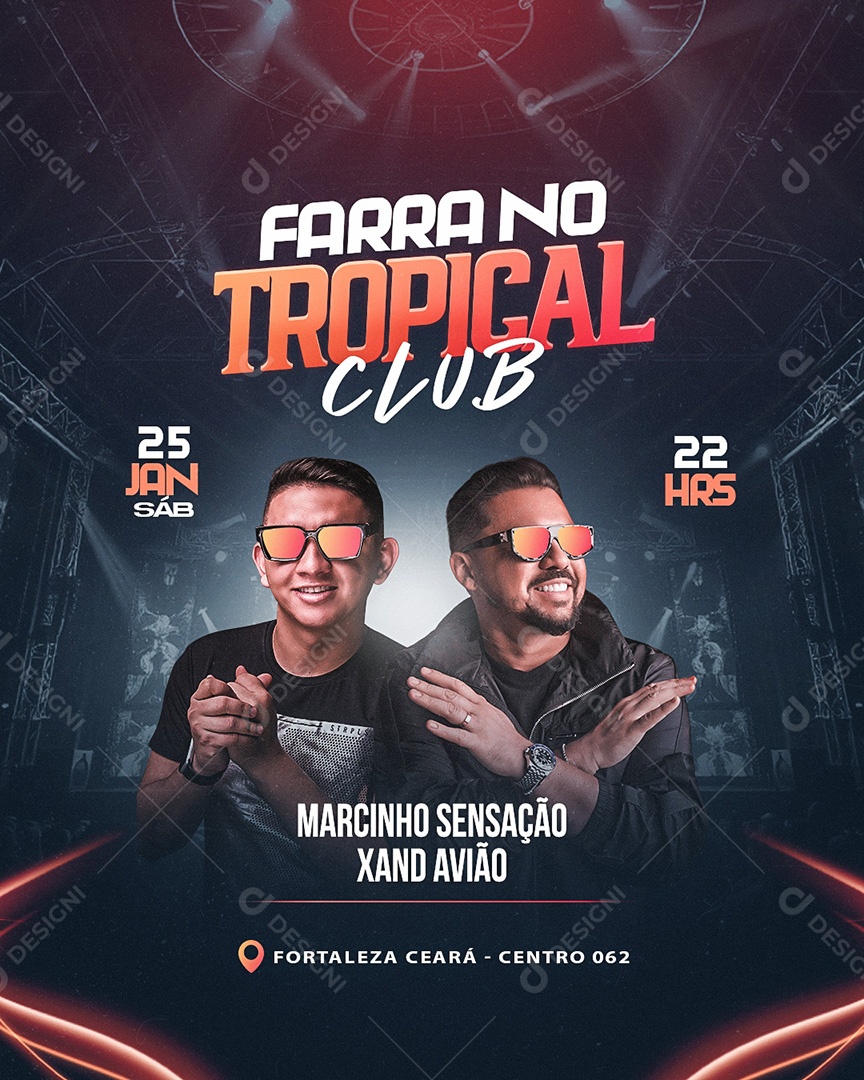 Feed Flyer Farra no Tropical Club Social Media PSD Editável